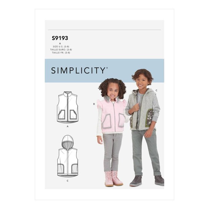 Simplicity Kids’ Waistcoats Sewing Pattern S9193 (3-8) image number 1