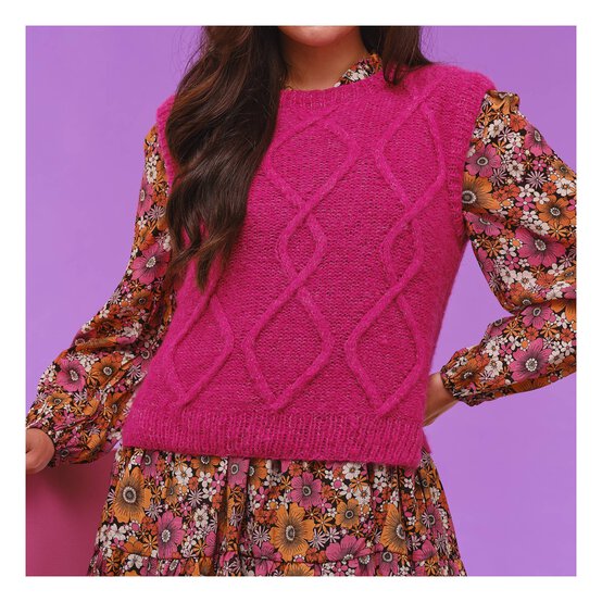 Knitcraft Fluffy Cable Vest Pattern 0339 image number 2