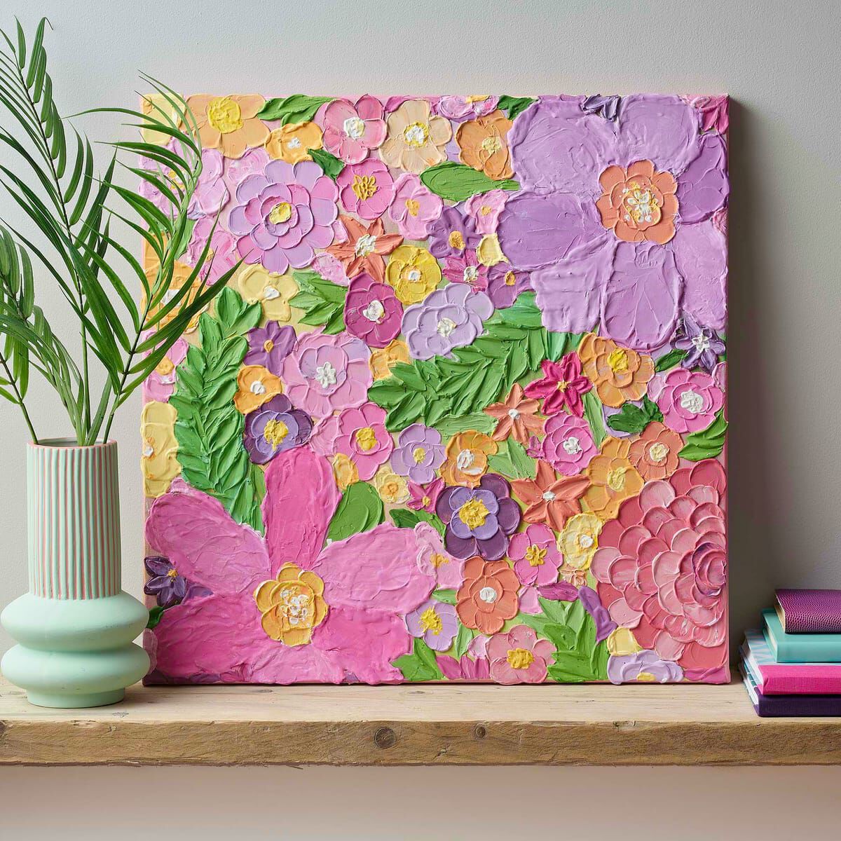 How To Create a 3D Textured Impasto Floral Art Canvas Painting | Hobbycraft