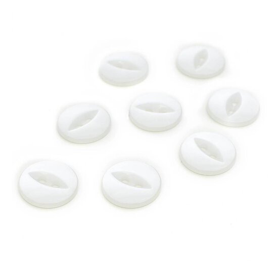 Hemline White Basic Fish Eye Button 8 Pack image number 1