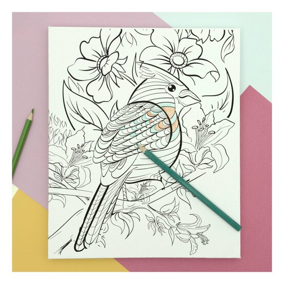 Bird with Florals Colour-in Canvas image number 2