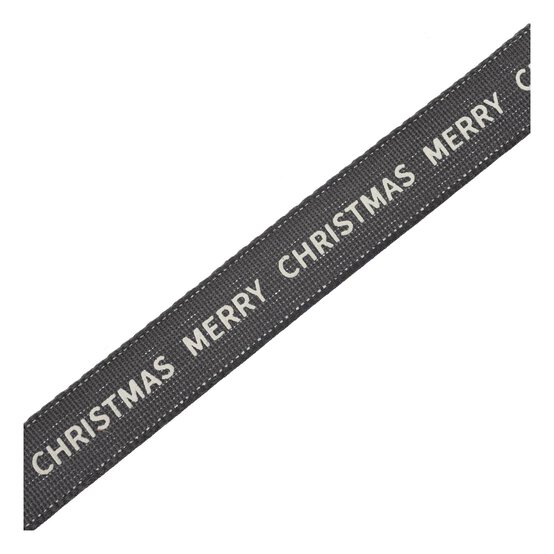 Grey Merry Christmas Printed Ribbon 15mm x 3m image number 4