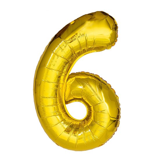 Extra Large Gold Foil Number 6 Balloon image number 1