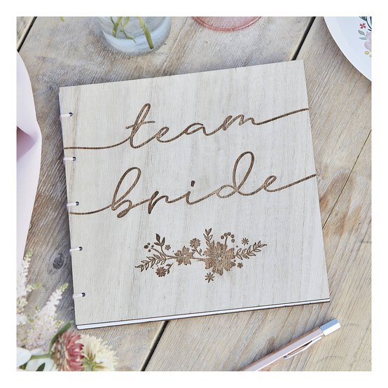 Ginger Ray Wooden Boho Team Bride Guest Book image number 2