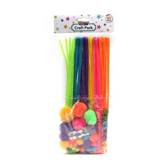 Brights Pipe Cleaners and Poms Craft Pack 80 Pieces