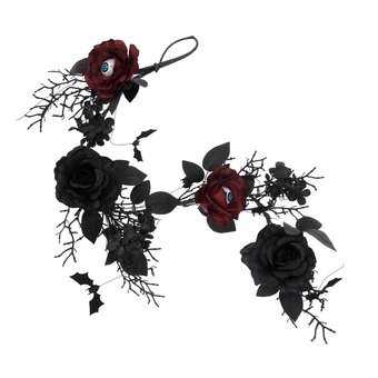 Black and Red Eyeball Rose Garland 1m
