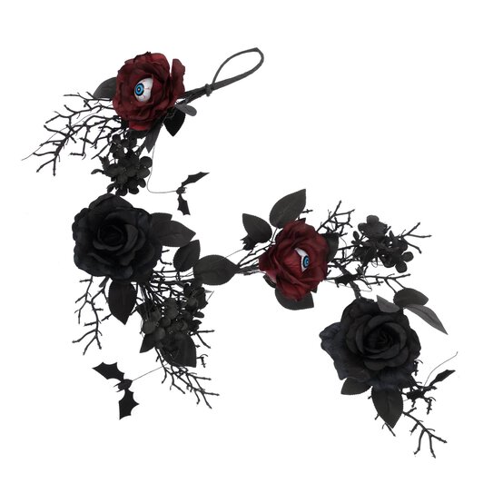 Black and Red Eyeball Rose Garland 1m image number 1