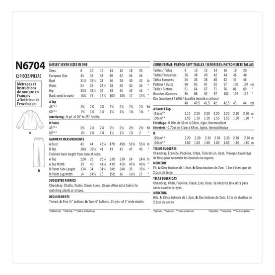 New Look Top and Trousers Sewing Pattern N6704 image number 2