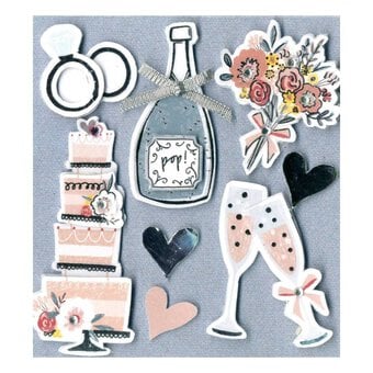 Express Yourself Wedding Cake and Fizz Card Toppers 8 Pieces