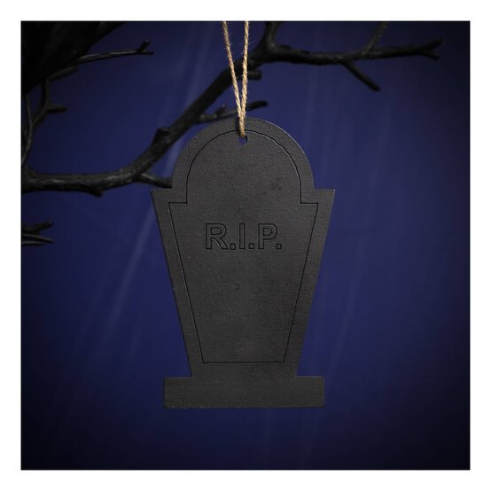 Black Hanging Tombstone Decoration 10cm  image number 1