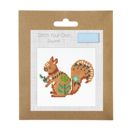 Trimits Squirrel Mini Cross Stitch Kit 13cm x 13cm image number 1