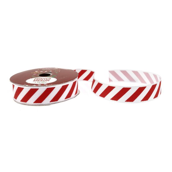 Candy Cane Stripe Printed Ribbon 15mm x 3m | Hobbycraft
