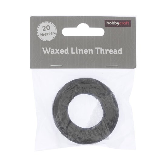 Black Waxed Linen Thread 20m image number 1