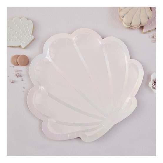 Ginger Ray Iridescent Mermaid Shell Paper Plates 8 Pack image number 2
