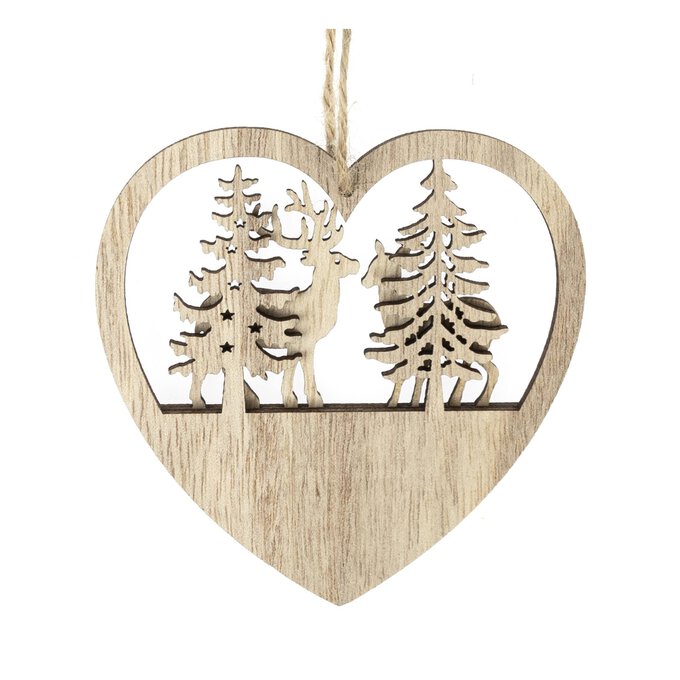 Hanging Wooden Cut-Out Heart Decoration 9cm image number 1