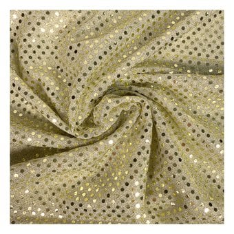 Gold Sequin Polyester Jersey Fabric by the Metre