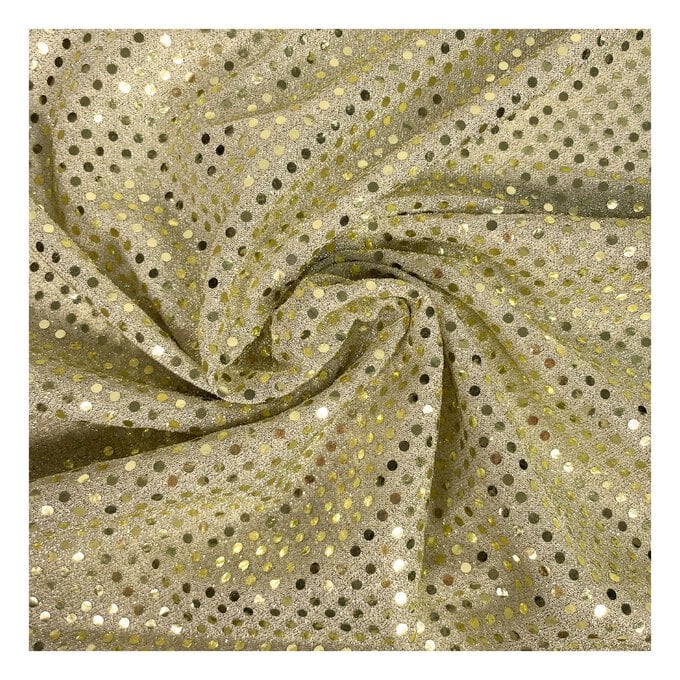 Gold Sequin Polyester Jersey Fabric by the Metre | Hobbycraft