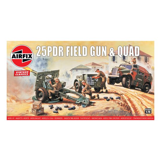 Airfix 25PDR Field Gun and Quad Model Kit 1:76 image number 1