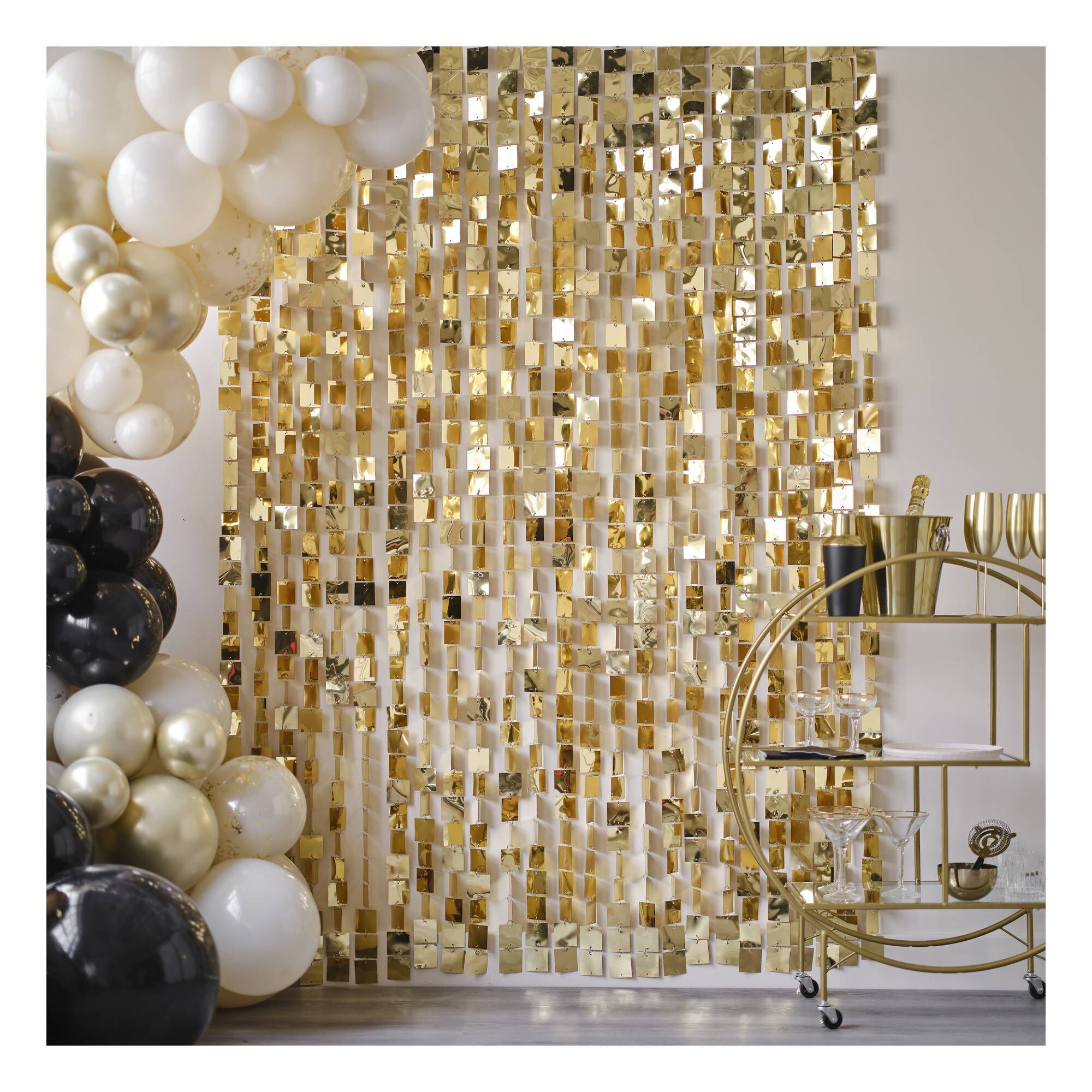 Ginger Ray Champagne Gold Sequin Hanging Backdrop 96cm x 2m Hobbycraft