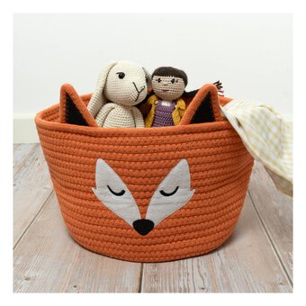 Orange Fox Cotton Rope Basket 30cm x 18cm