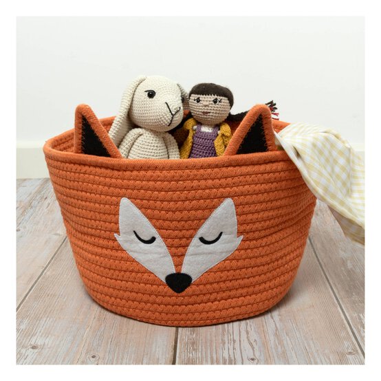 Orange Fox Cotton Rope Basket 30cm x 18cm image number 2