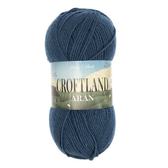 James C Brett French Blue Croftland Aran Yarn 200g