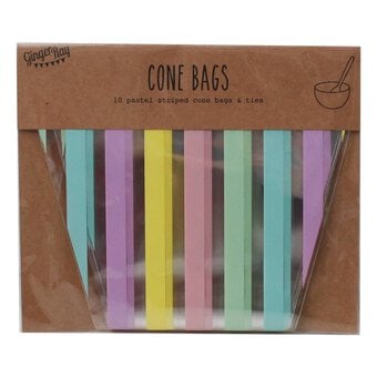 Ginger Ray Pastel Multi Stripe Cone Bags 10 Pack