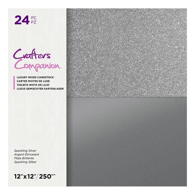 Crafter’s Companion Sparkling Silver Cardstock 12 x 12 Inches 24 Sheets