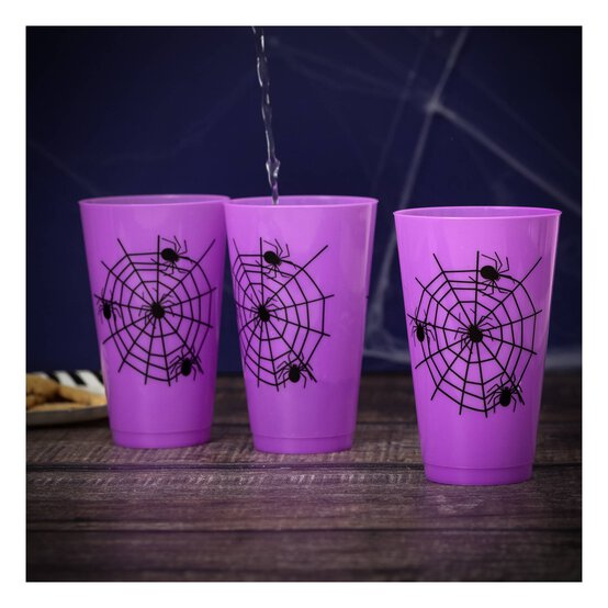 Purple Spider Plastic Cups 450ml 3 Pack image number 1