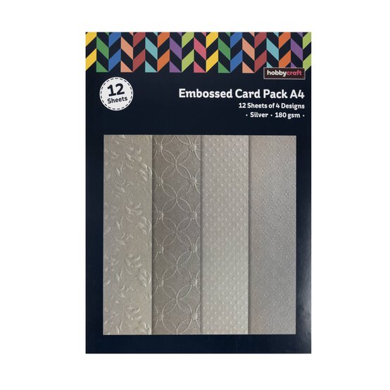 Embossed Silver Card Pack A4 12 Sheets image number 4