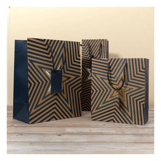 Kraft Star Blue Gift Bag 21.5cm x 25cm image number 2