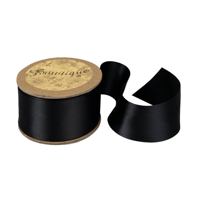 Black Double-Faced Satin Ribbon 36mm x 5m image number 1
