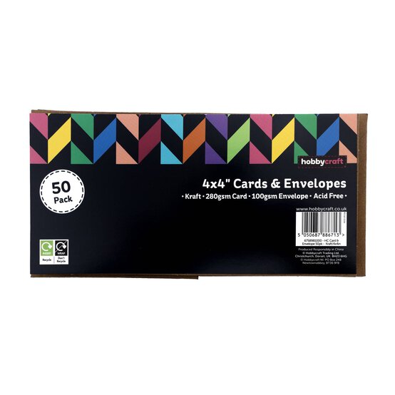 Kraft Cards and Envelopes 4 x 4 Inches 50 Pack image number 5