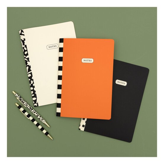 Black, White and Orange Notebook Set A5 3 Pack image number 2