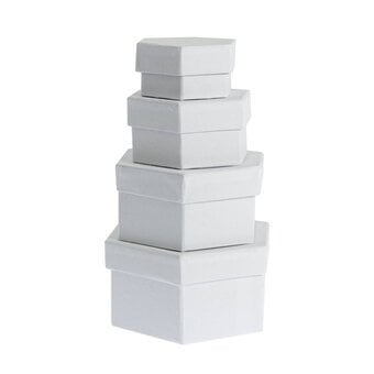 White Mache Hexagon Nesting Boxes 4 Pack image number 3