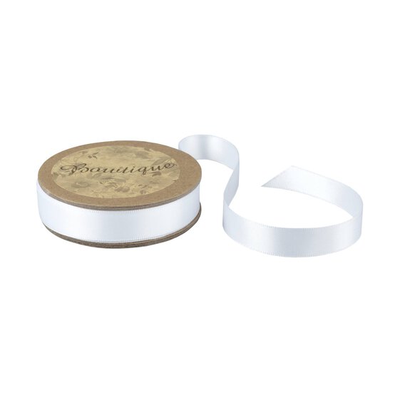 White Double-Faced Satin Ribbon 12mm x 5m image number 1