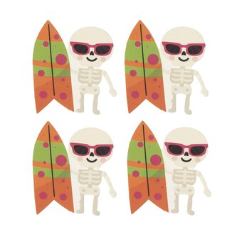 Surfing Skeleton Card Toppers 4 Pack 