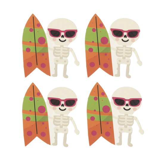 Surfing Skeleton Card Toppers 4 Pack  image number 1