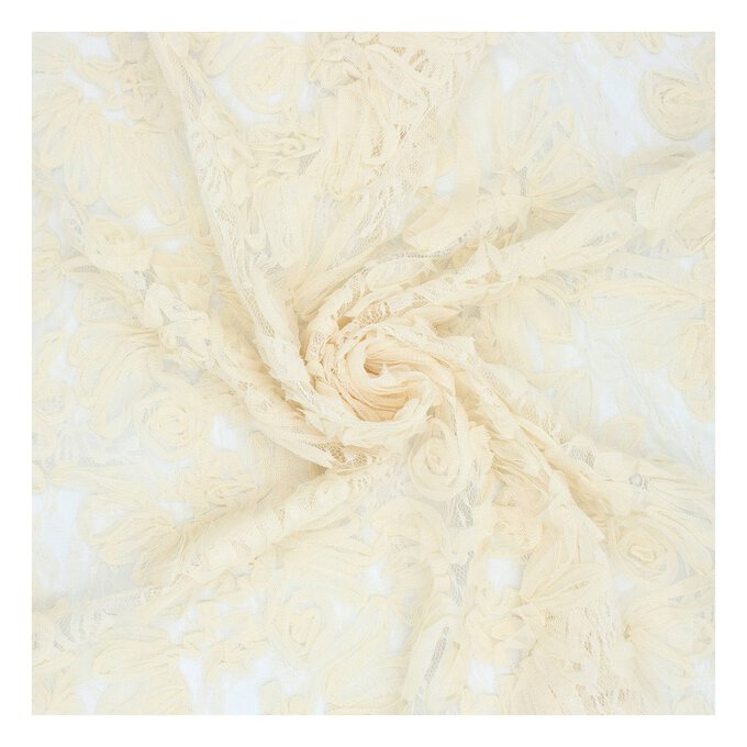 Cream Floral Cornelli Lace Fabric by the Metre image number 1