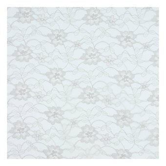 Grey Polyester Floral Lace Fabric by the Metre