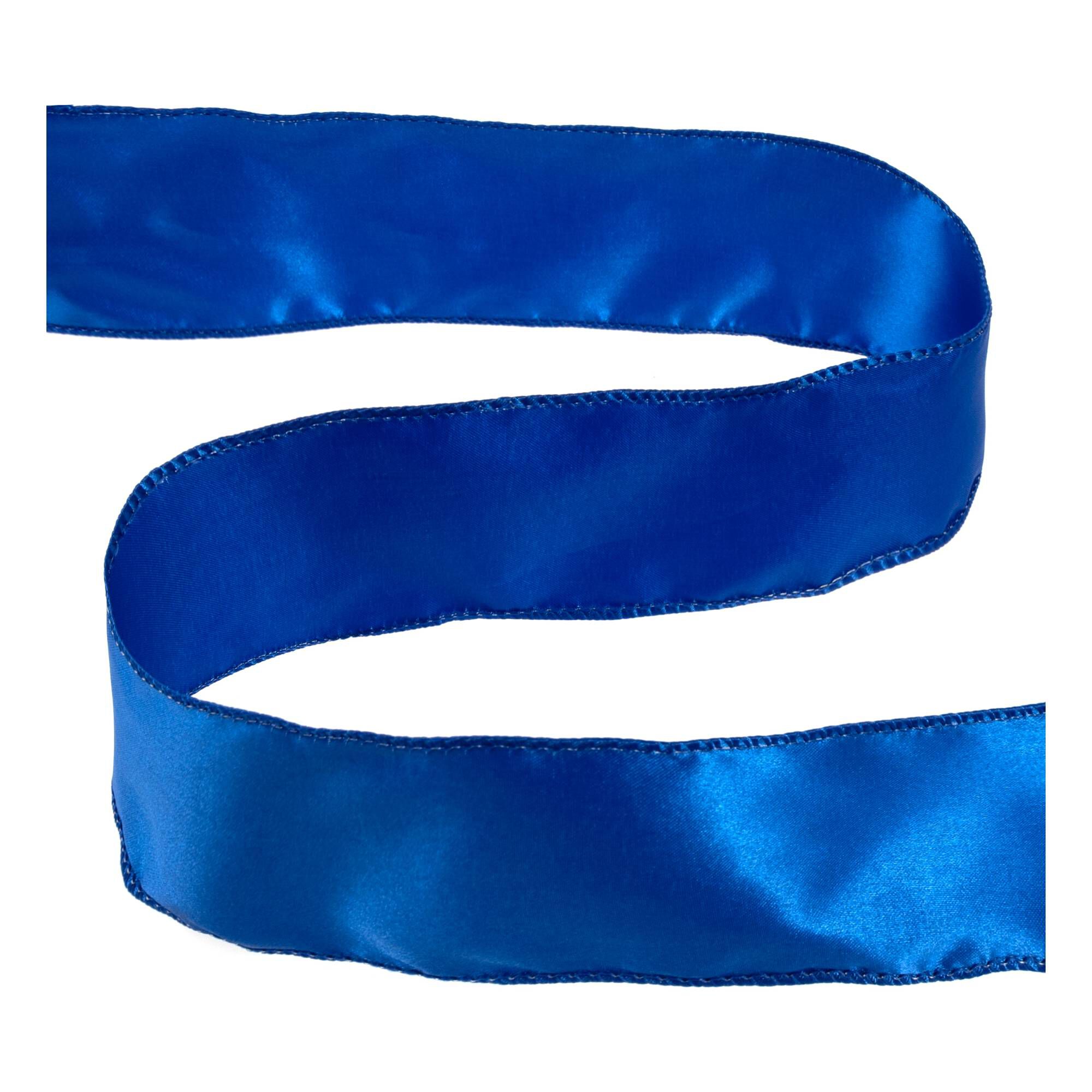 63 Blue Ribbons Royal Blue Wire Edge Satin Ribbon 63mm x 3m | Hobbycraft