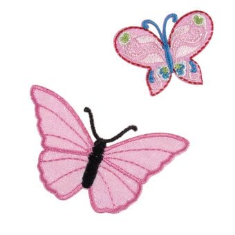 Trimits Pink Butterfly Iron-On Patches 2 Pack