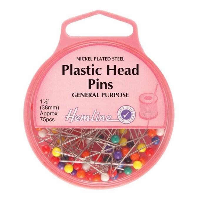 Hemline Plastic Headed Pins 75 Pack image number 1