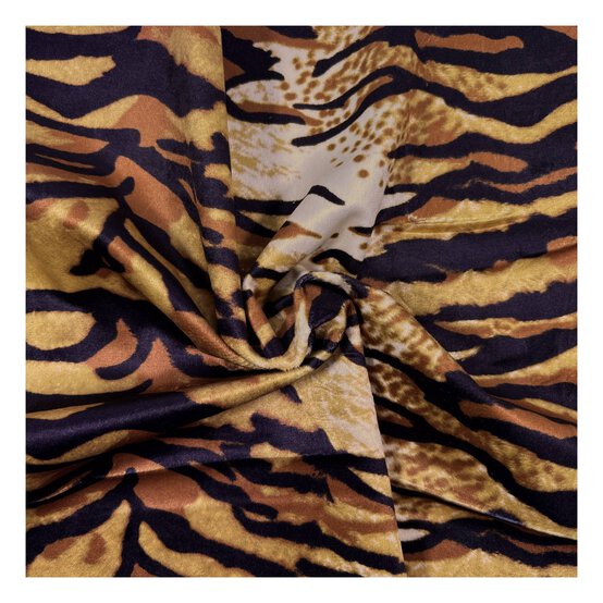 Tiger Animal Velour Fabric by the Metre image number 1
