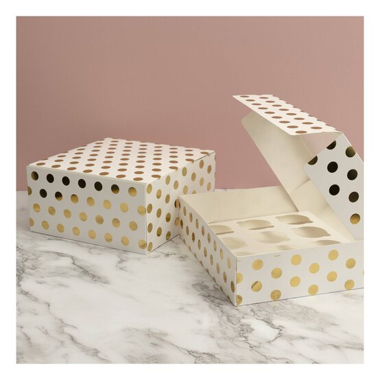 Gold Polka Dot Cupcake Box 12 Wells image number 2