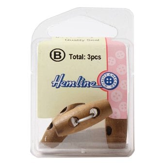 Hemline Wood Novelty Wooden Toggle Button 3 Pack