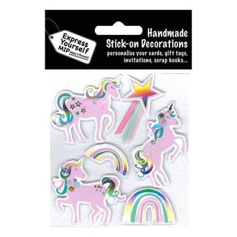 Express Yourself Unicorn and Rainbow Card Toppers 6 Pieces