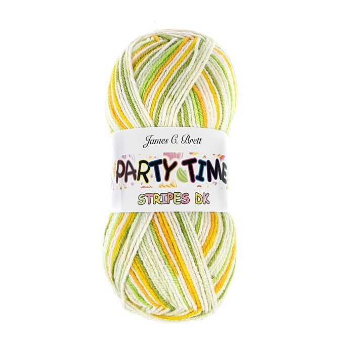 James C Brett Lime Cordial Party Time Stripes DK Yarn 100g image number 1