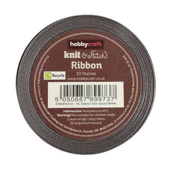 Silver Satin Ribbon 38mm x 10m