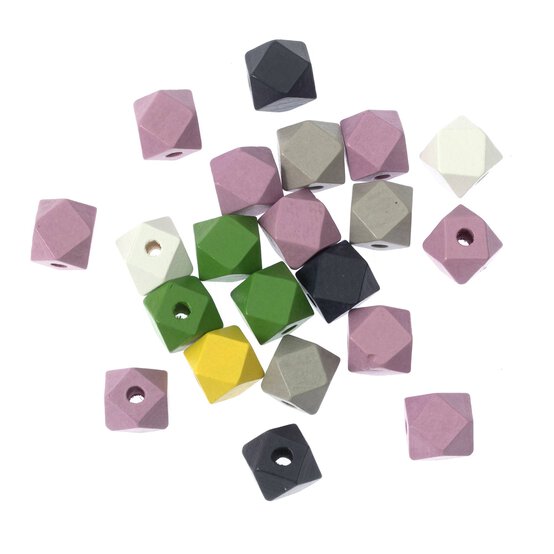 Mixed Wooden Geometric Beads 40g image number 1